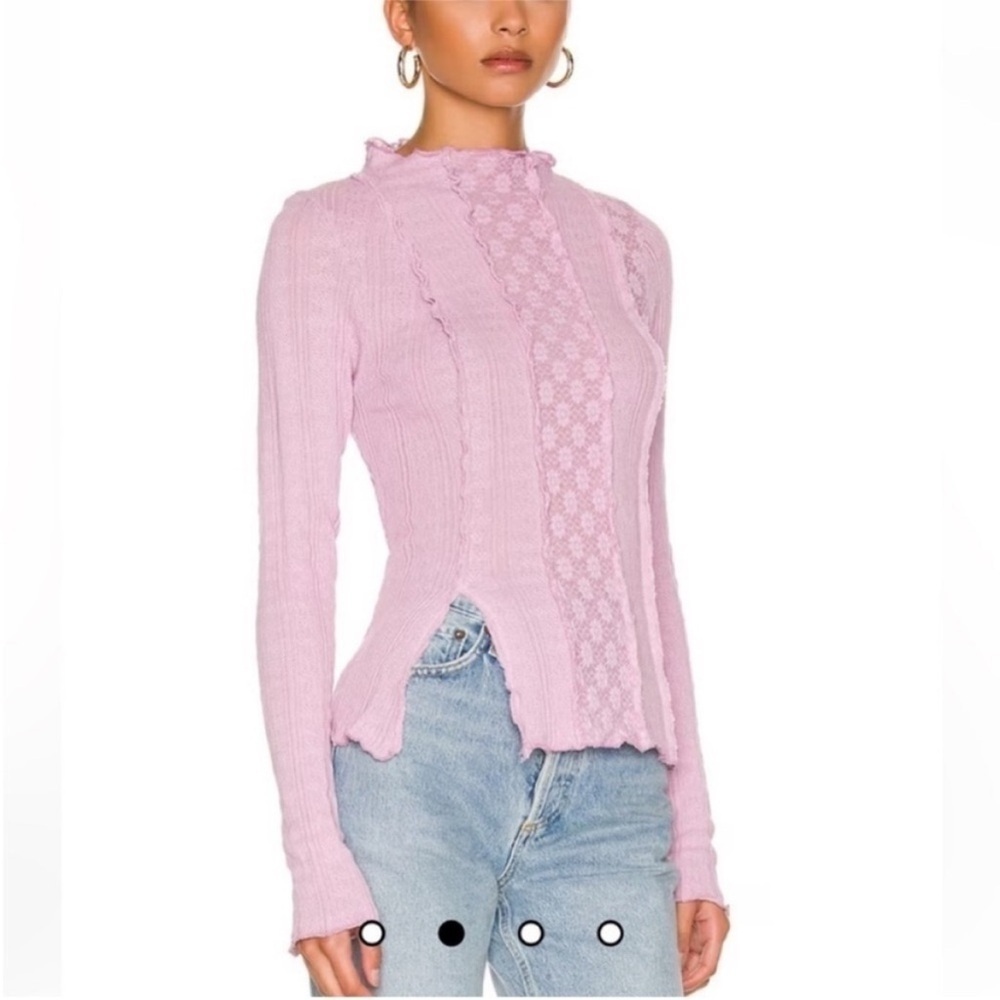 Free People X Revolve Lula Top Moonlit
Orchid Lilac Lace Mockneck Top